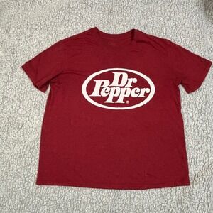 Dr Pepper Graphic T-Shirt Mens Large Maroon Red Short Sleeve Soda Logo‎ Tee